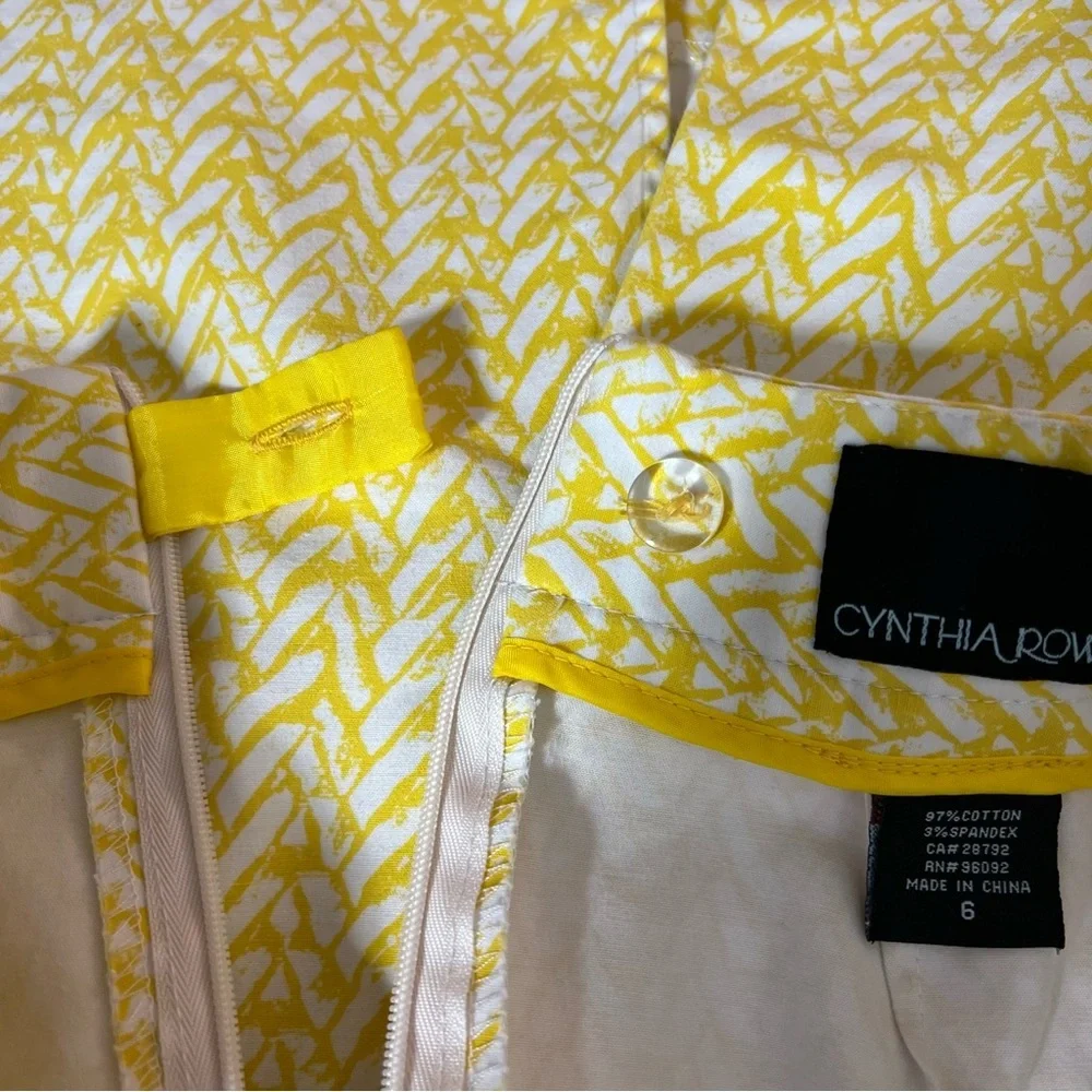 Cynthia Rowley Yellow White Print Skirt | Size 6‎ | Cotton Blend